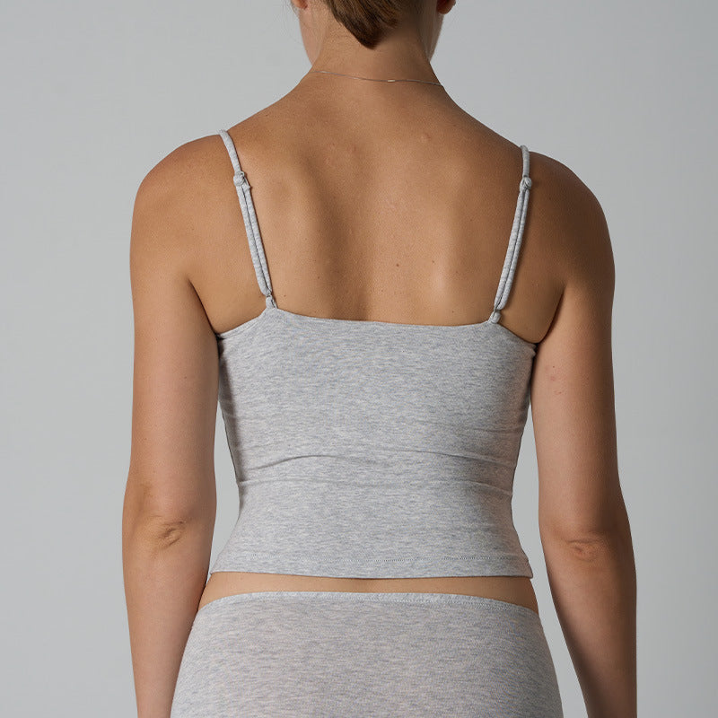 Cotton Vest Plain Color Versatile Short Length Inner Wear for Women