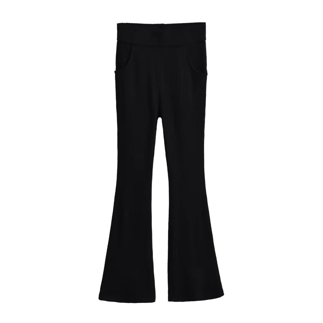 Wave edge pocket micro flared pants