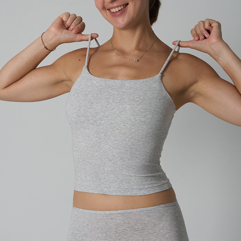 Cotton Vest Plain Color Versatile Short Length Inner Wear for Women