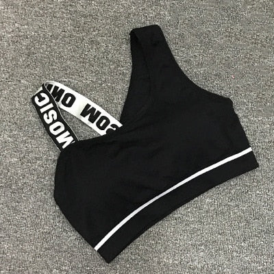 New Letter Cut Out Sports Bra Women Fitness Yoga Push up Gym Padded Sports Top Athletic Sexy Workout Running Clothing P165