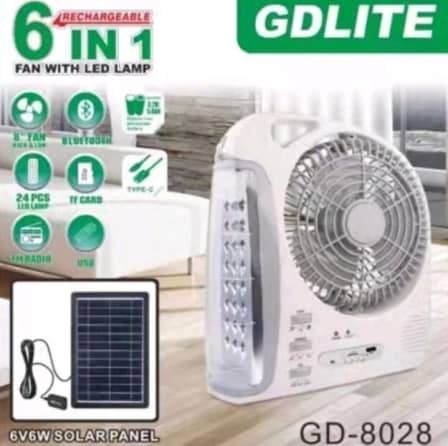 8inch Rechargeable 6 in 1 Solar Emergency Fan_0