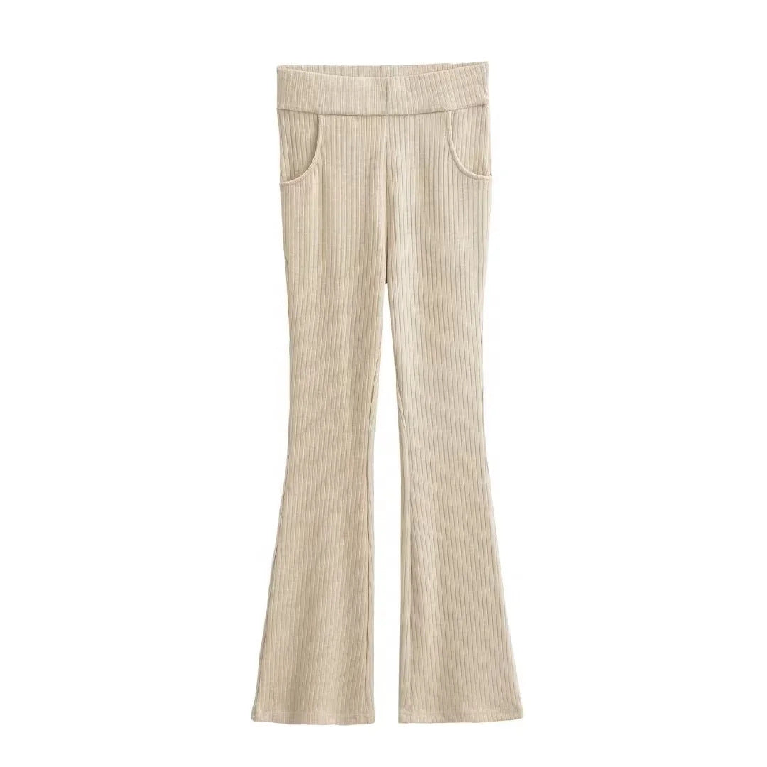 Wave edge pocket micro flared pants