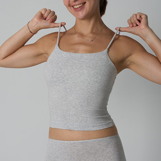 Cotton Vest Plain Color Versatile Short Length Inner Wear for Women