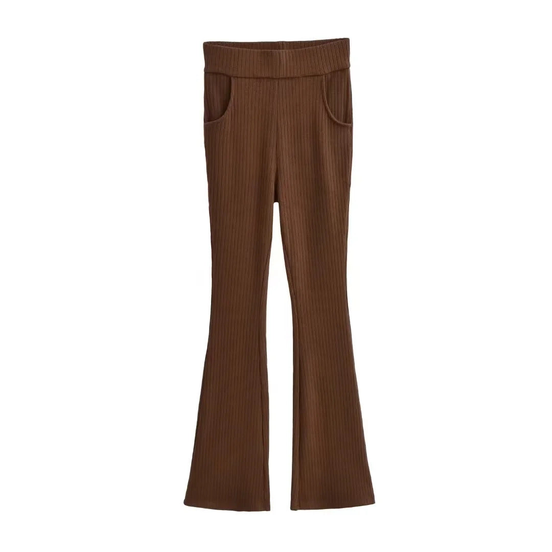 Wave edge pocket micro flared pants