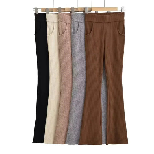 Wave edge pocket micro flared pants