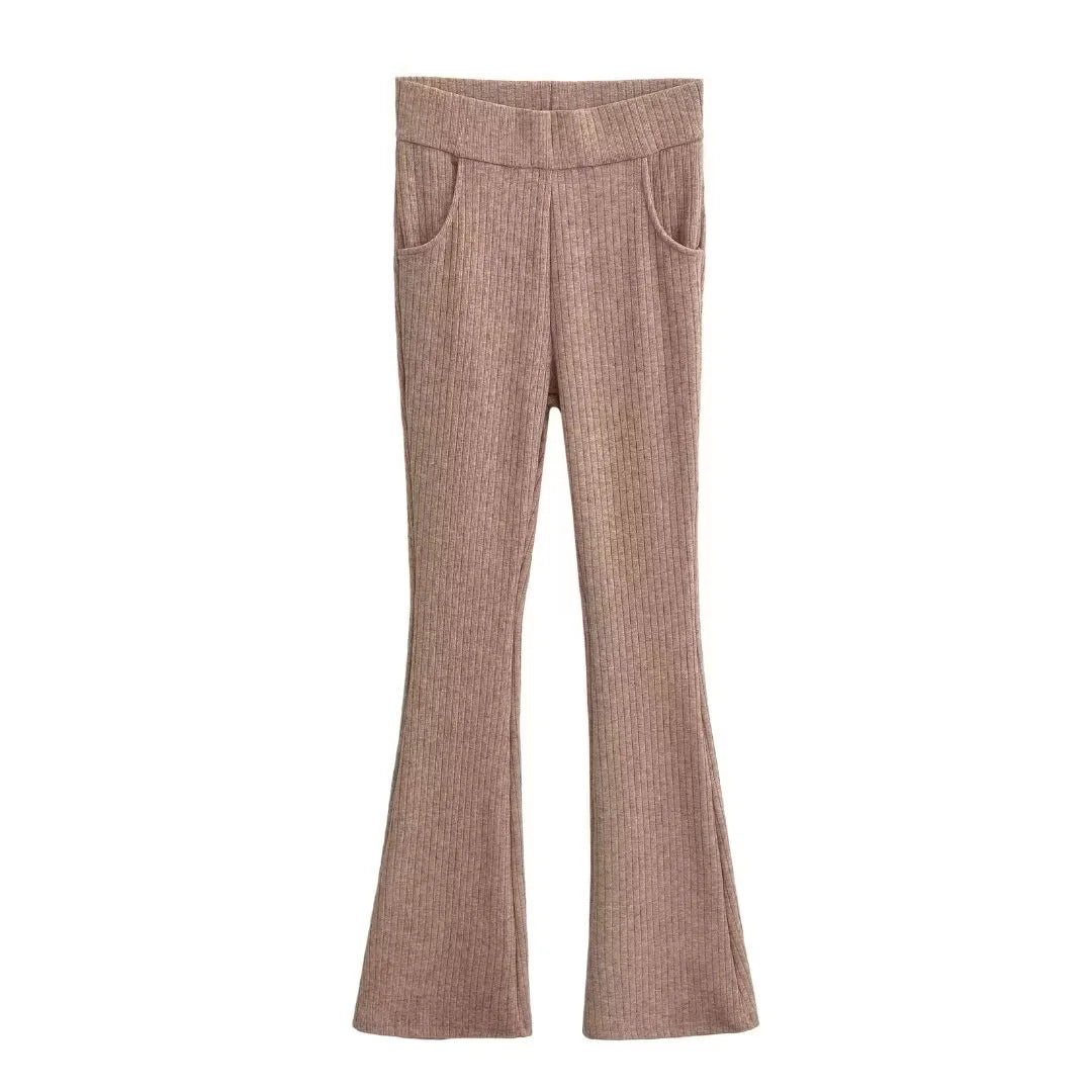 Wave edge pocket micro flared pants